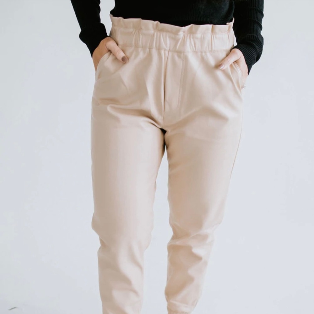 Faux leather joggers